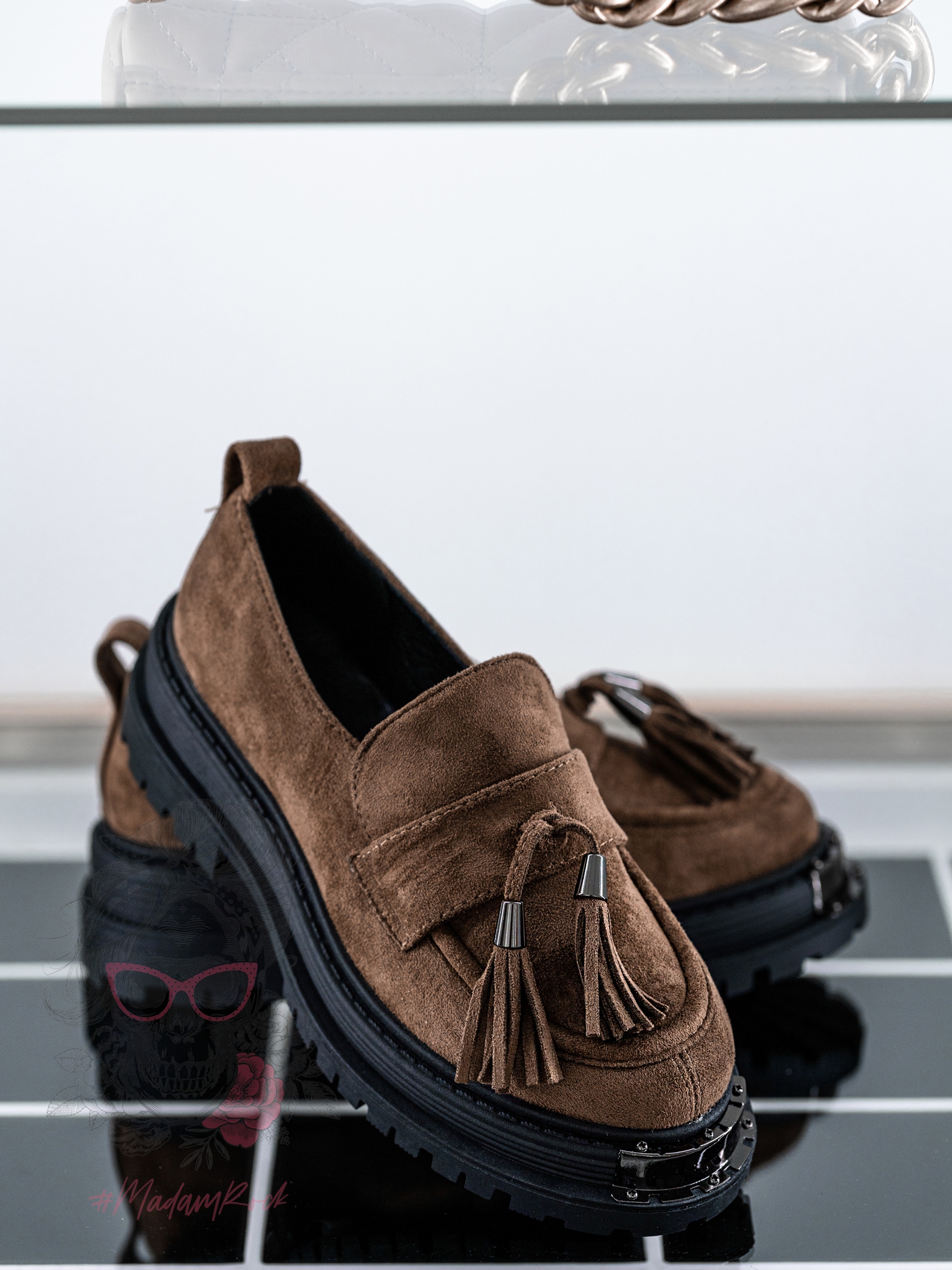 Mokasyny zamszowe Rock Opori brązowe