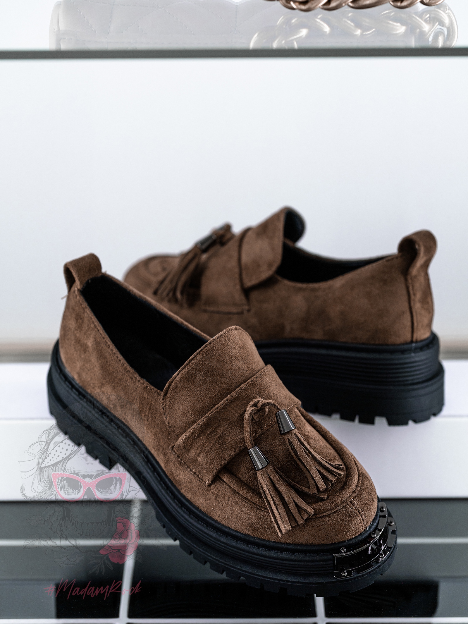 Mokasyny zamszowe Rock Opori brązowe