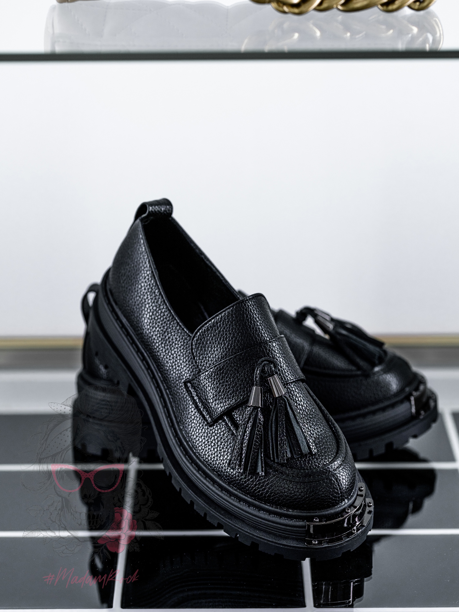 Mokasyny skórzane Rock Opori czarne