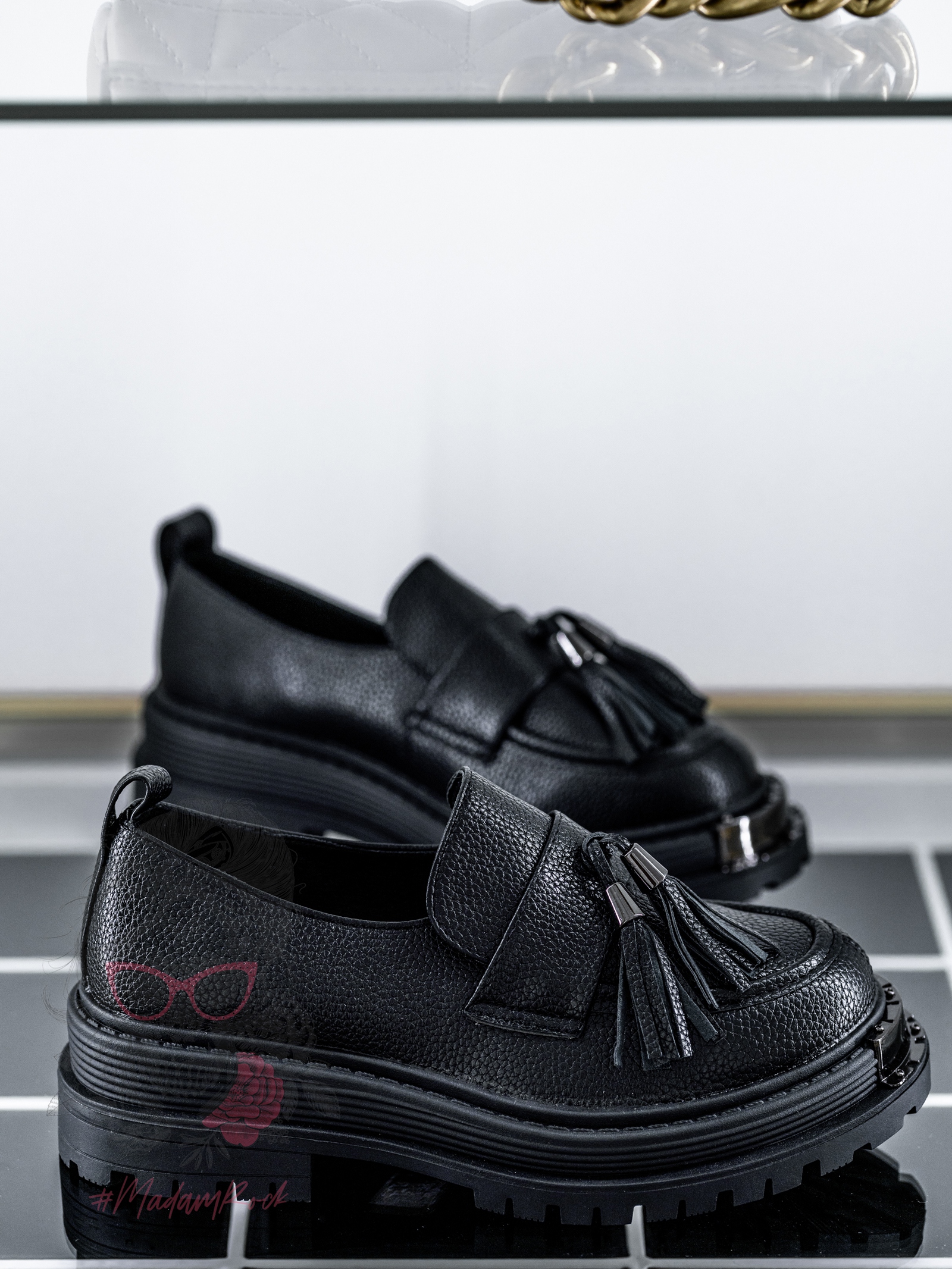 Mokasyny skórzane Rock Opori czarne