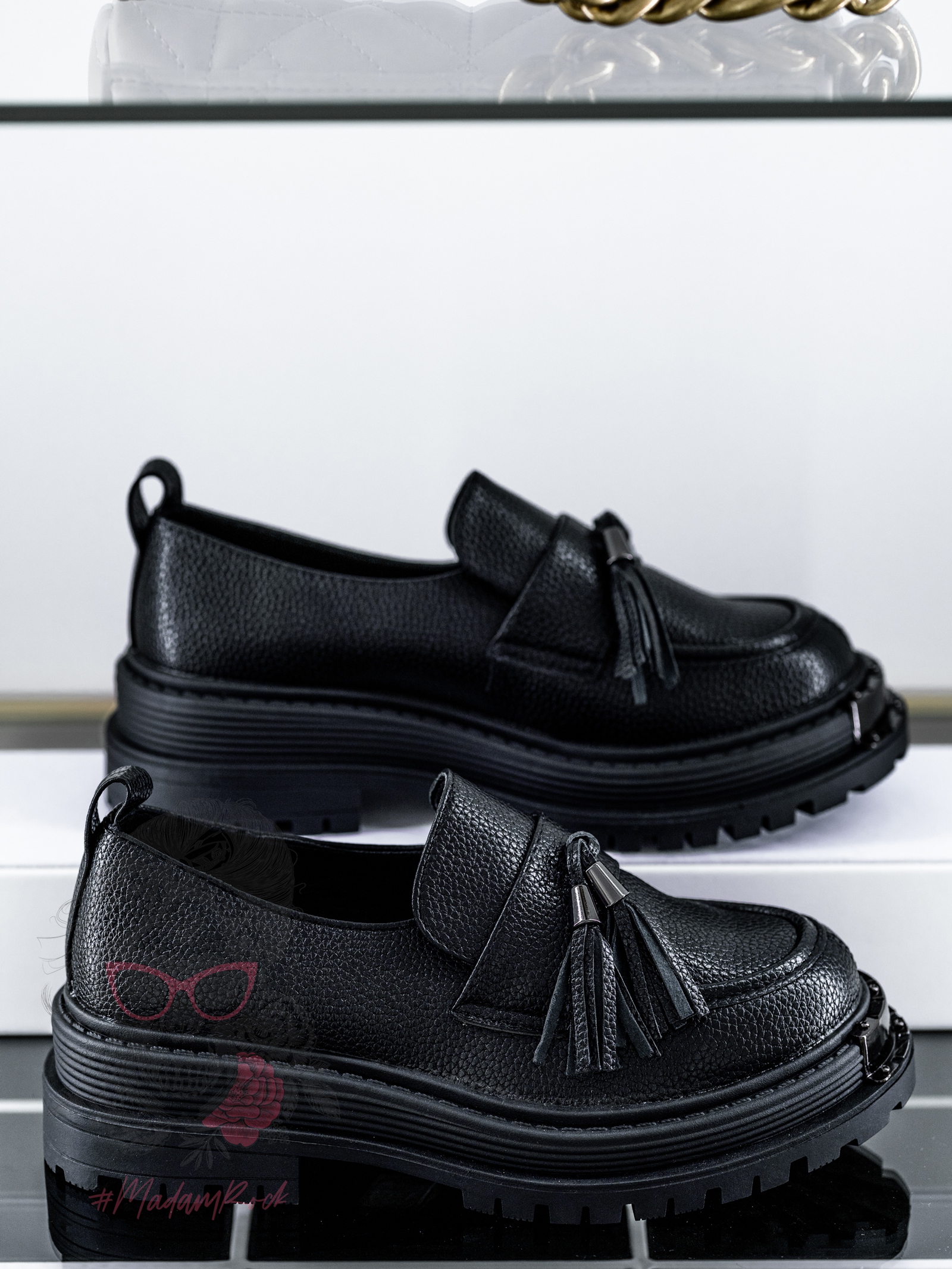 Mokasyny skórzane Rock Opori czarne