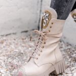 Workery skórzane Rock Happo beżowe