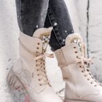 Workery skórzane Rock Happo beżowe