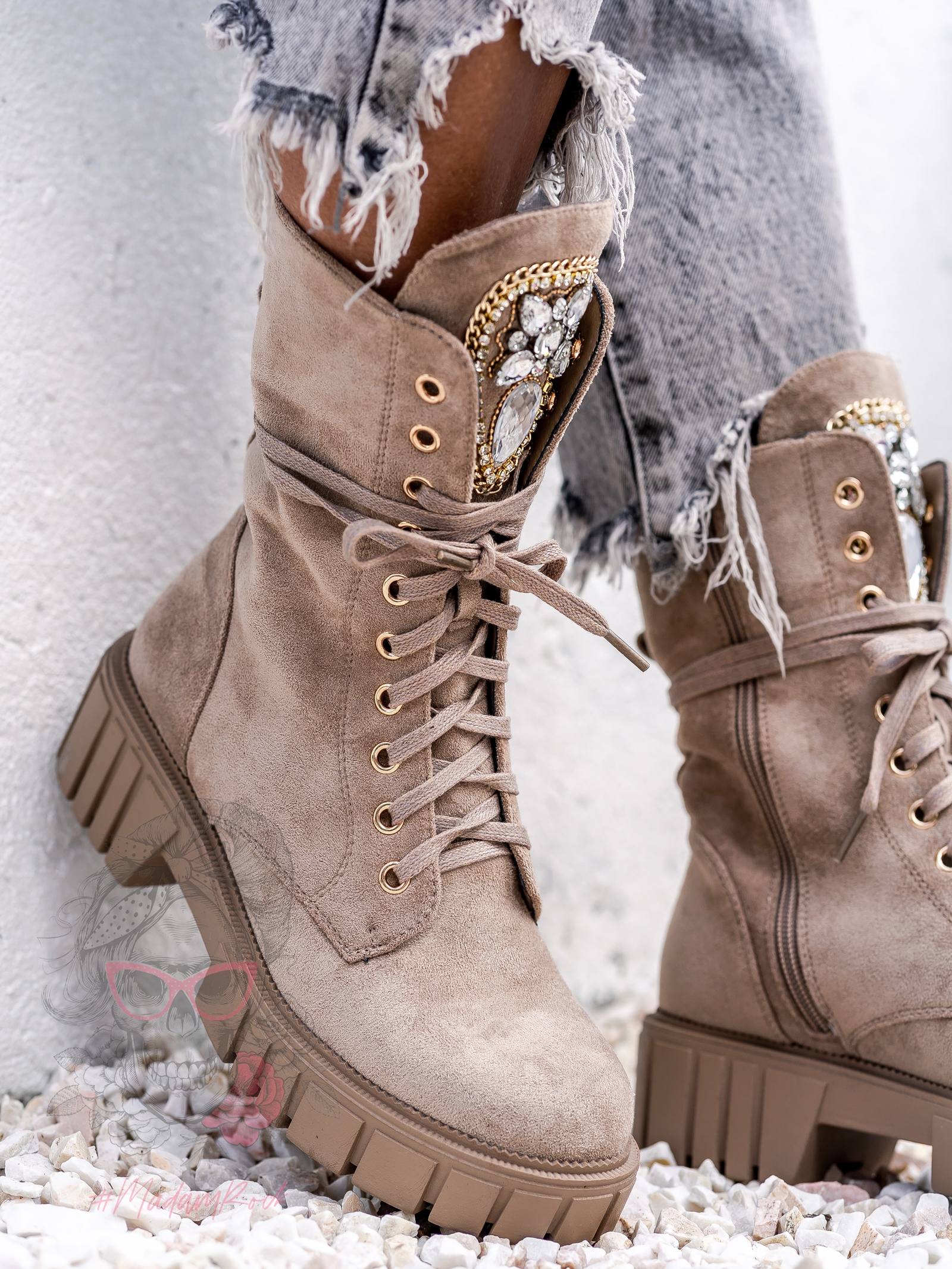 Workery zamszowe Rock Happo cappucino