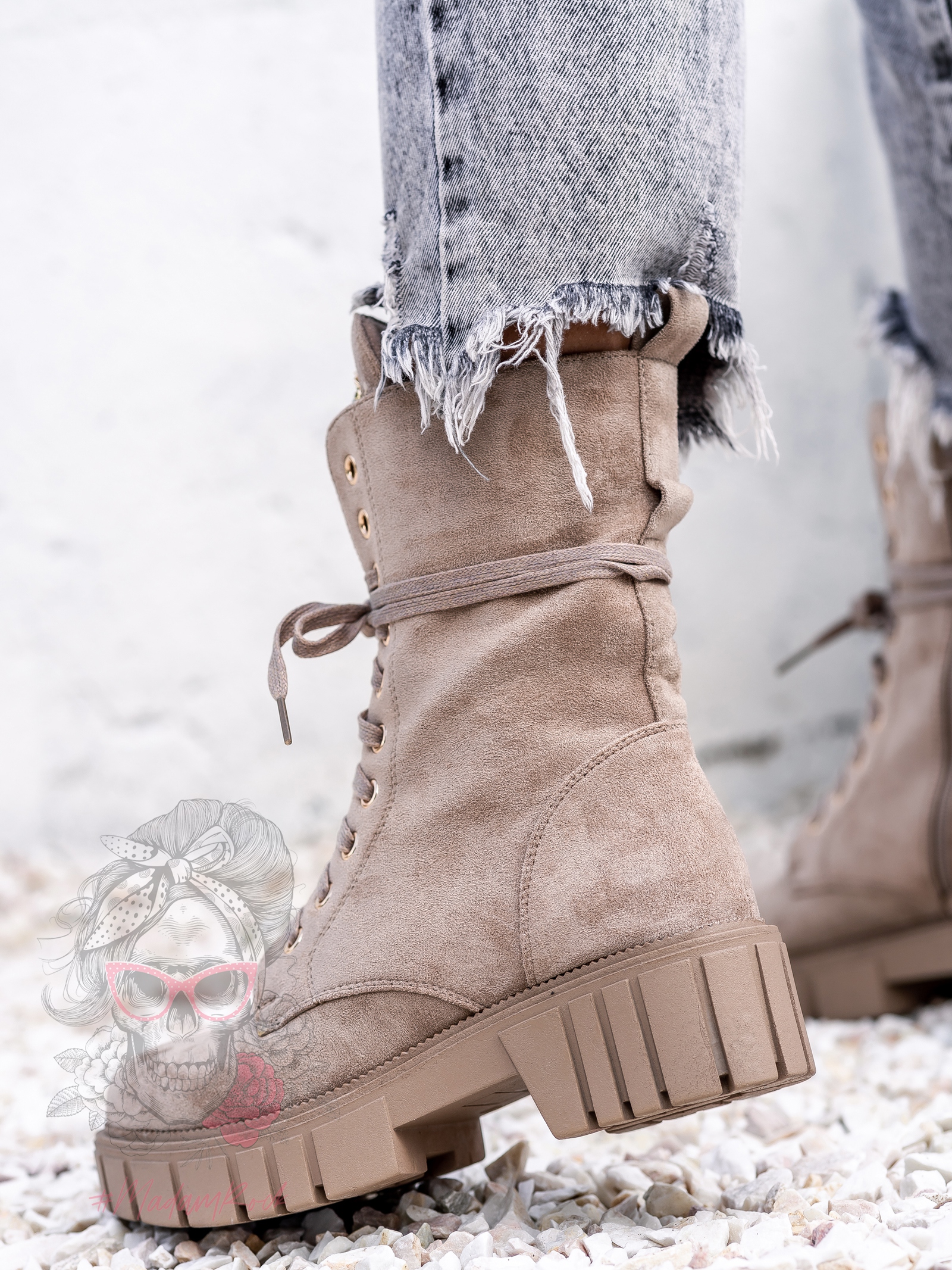 Workery zamszowe Rock Happo cappucino