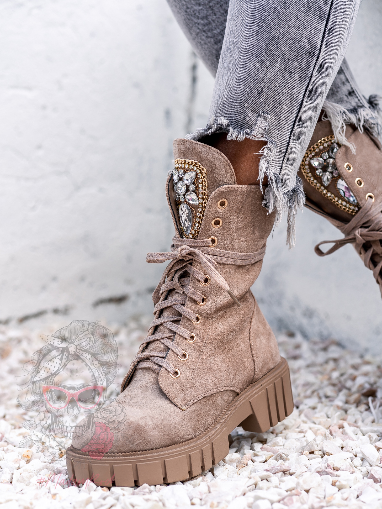 Workery zamszowe Rock Happo cappucino