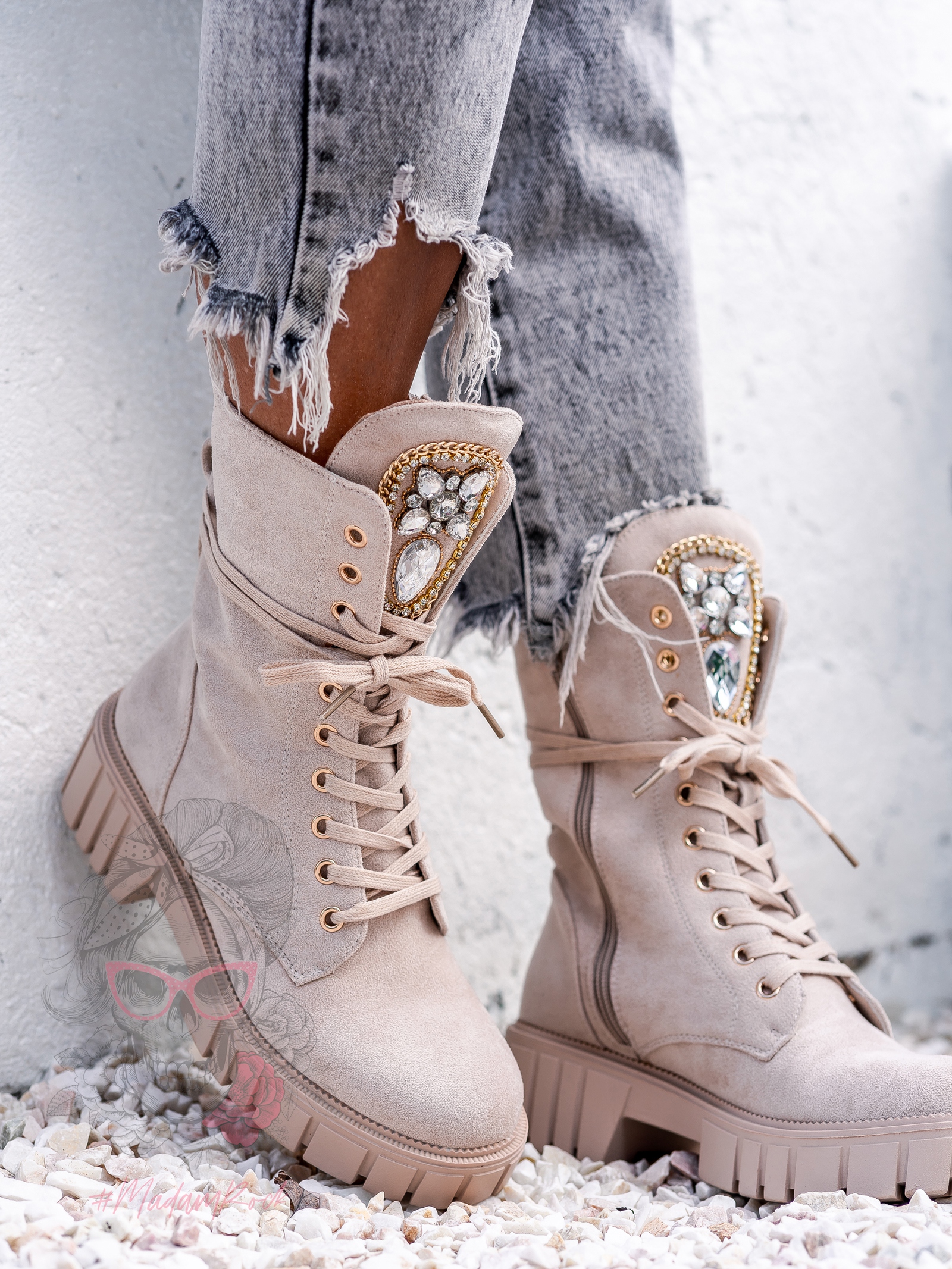 Workery zamszowe Rock Happo beżowe