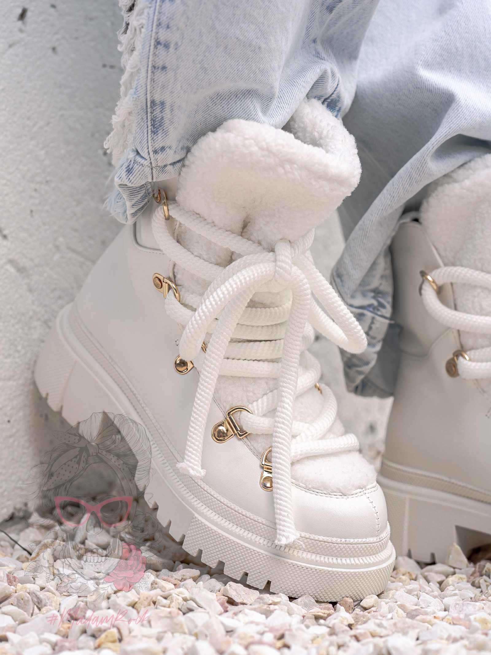 Botki z barankiem Madam Bemoli białe