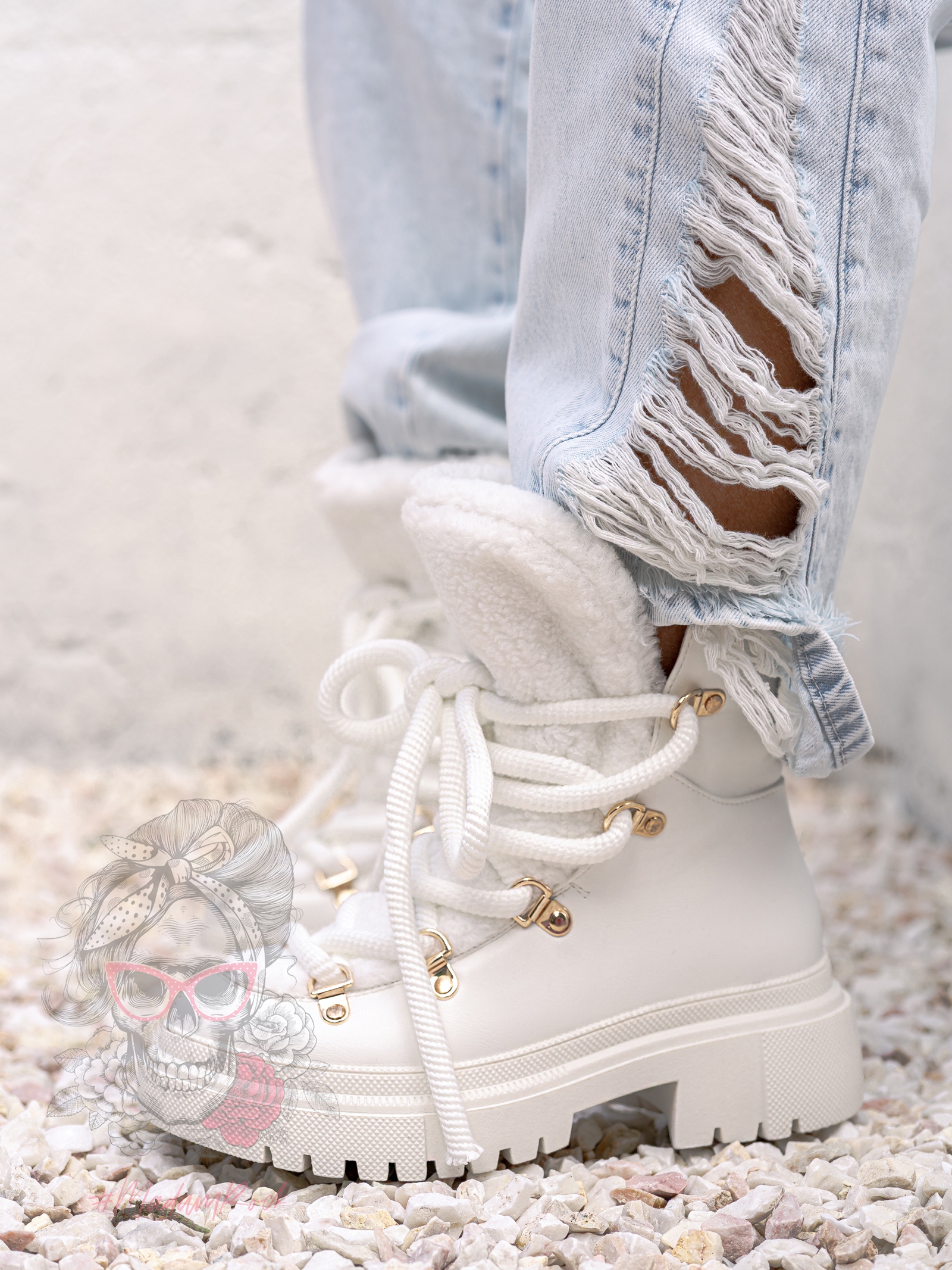 Botki z barankiem Madam Bemoli białe