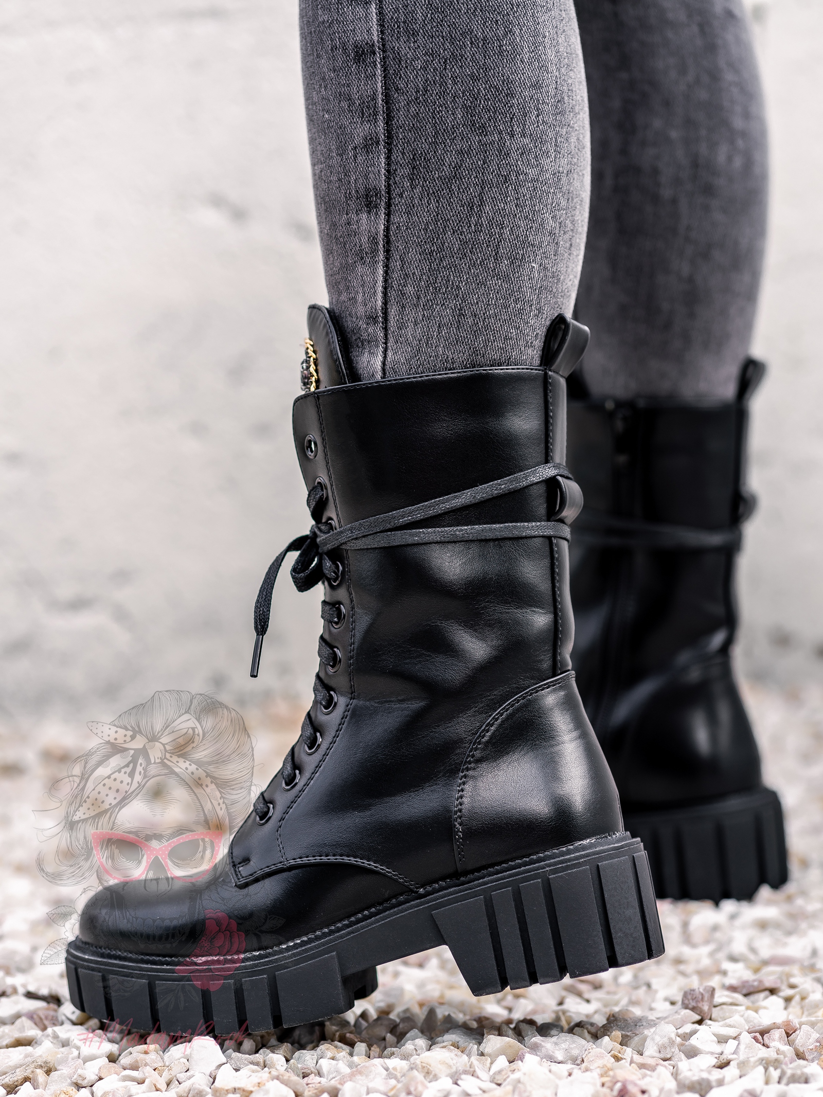 Workery skórzane Rock Happo czarne