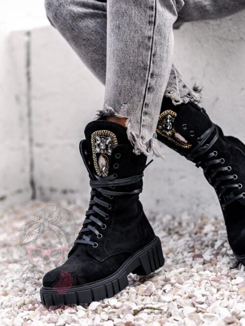 Workery zamszowe Rock Happo czarne