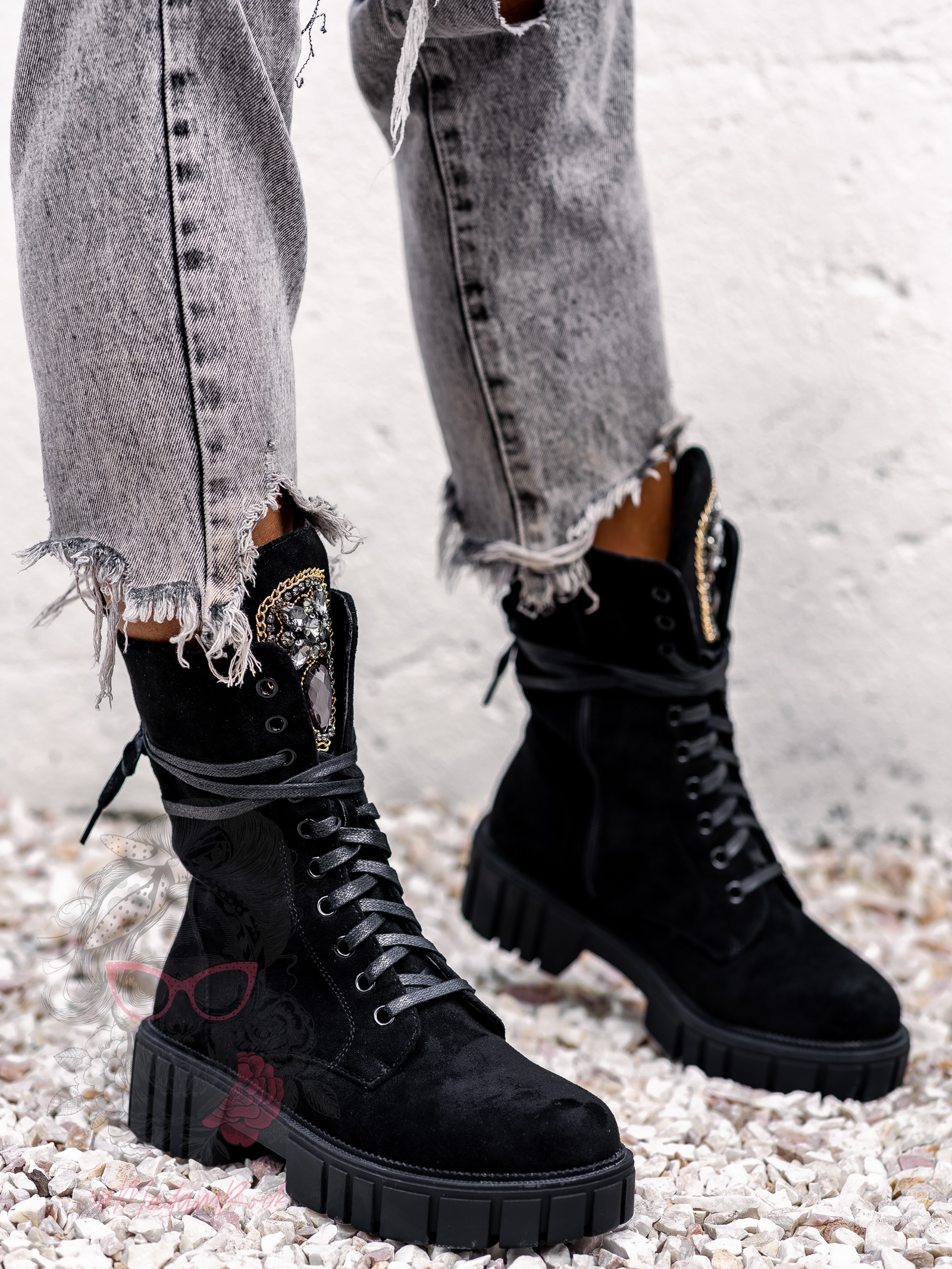 Workery zamszowe Rock Happo czarne Workery zamszowe Rock Happo czarne