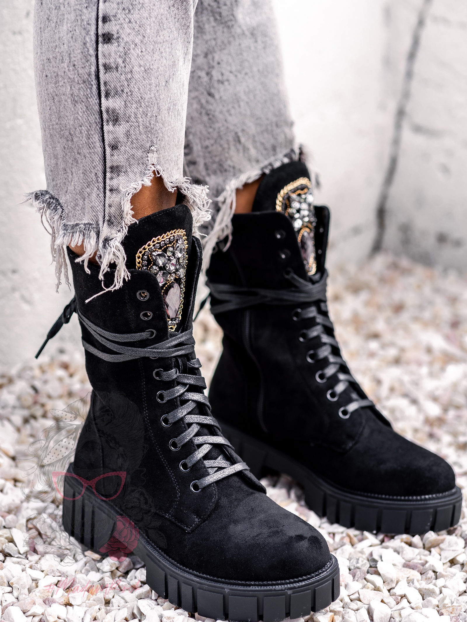 Workery zamszowe Rock Happo czarne Workery zamszowe Rock Happo czarne