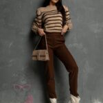 Sweter w paski CarmelIce c. beżowy