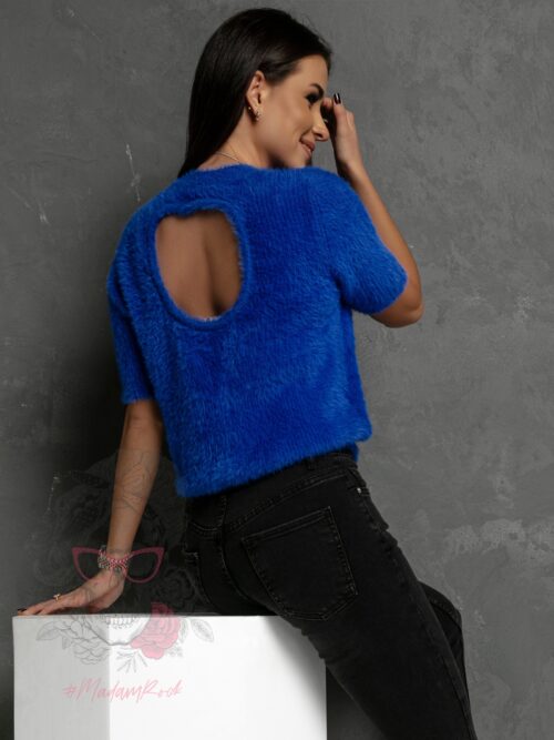 Sweterek moherowy z wycięciem Obes chabrowy