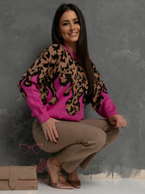 Sweterek w panterkę Detes fuksja