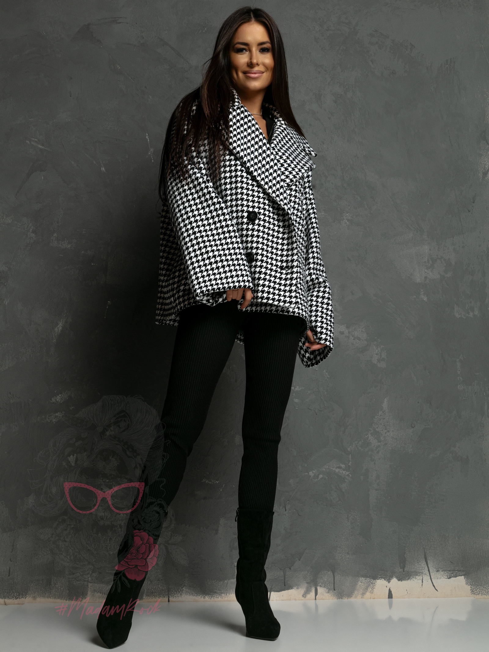 Kurtka kimono Balnce biało-czarna