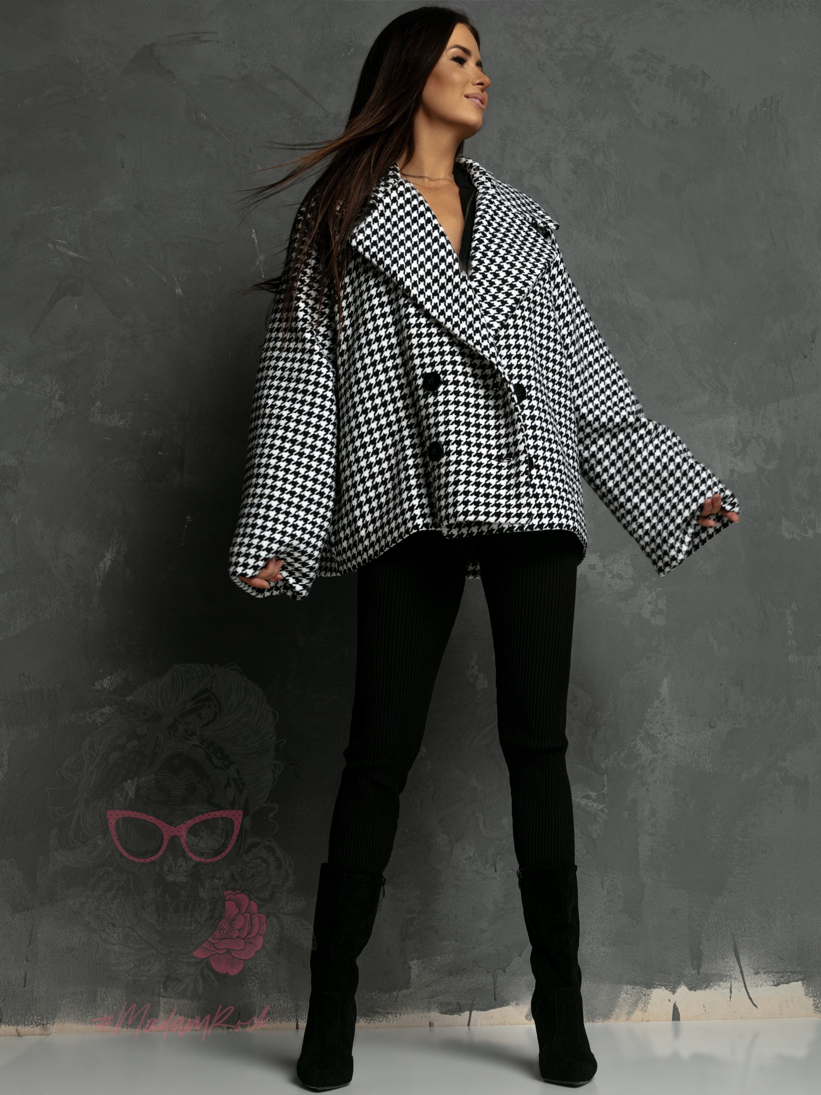 Kurtka kimono Balnce biało-czarna