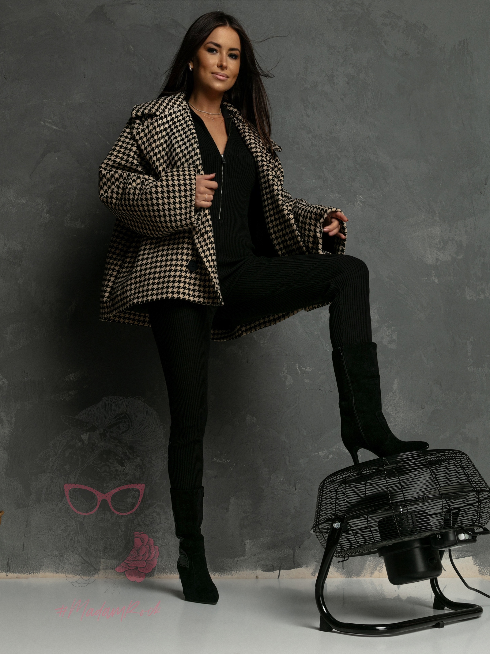 Kurtka kimono Balnce beżowo-czarna