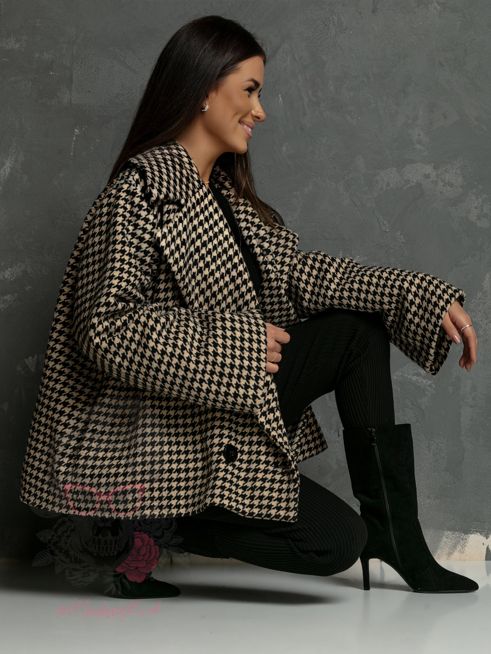 Kurtka kimono Balnce beżowo-czarna