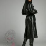 Płaszcz/ trencz skórzany Omego czarny