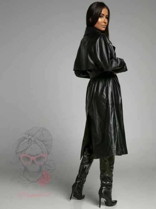 Płaszcz/ trencz skórzany Omego czarny