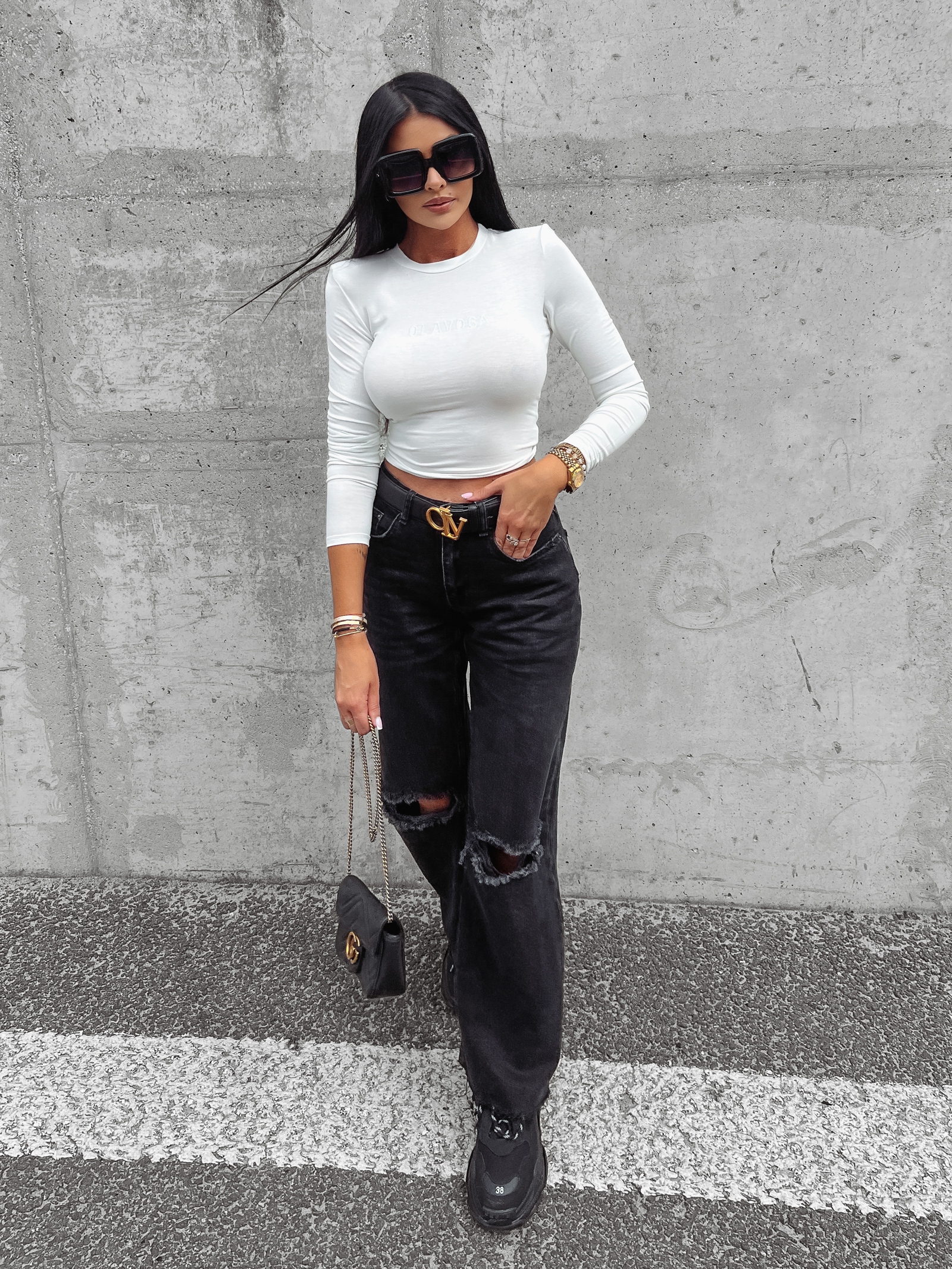 Bluzka dopasowana basic Pulia Ola Voga ecru