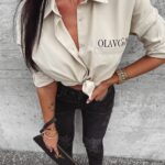 Koszula klasyczna bawełniana damska Saro Ola Voga khaki