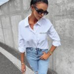 Koszula klasyczna bawełniana damska Saro Ola Voga biała