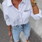 Koszula klasyczna bawełniana damska Saro Ola Voga biała