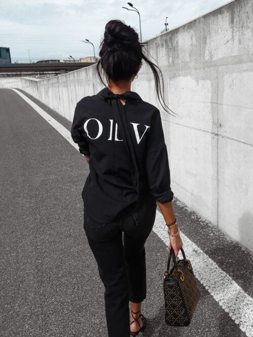 Koszula klasyczna bawełniana damska Saro Ola Voga czarna