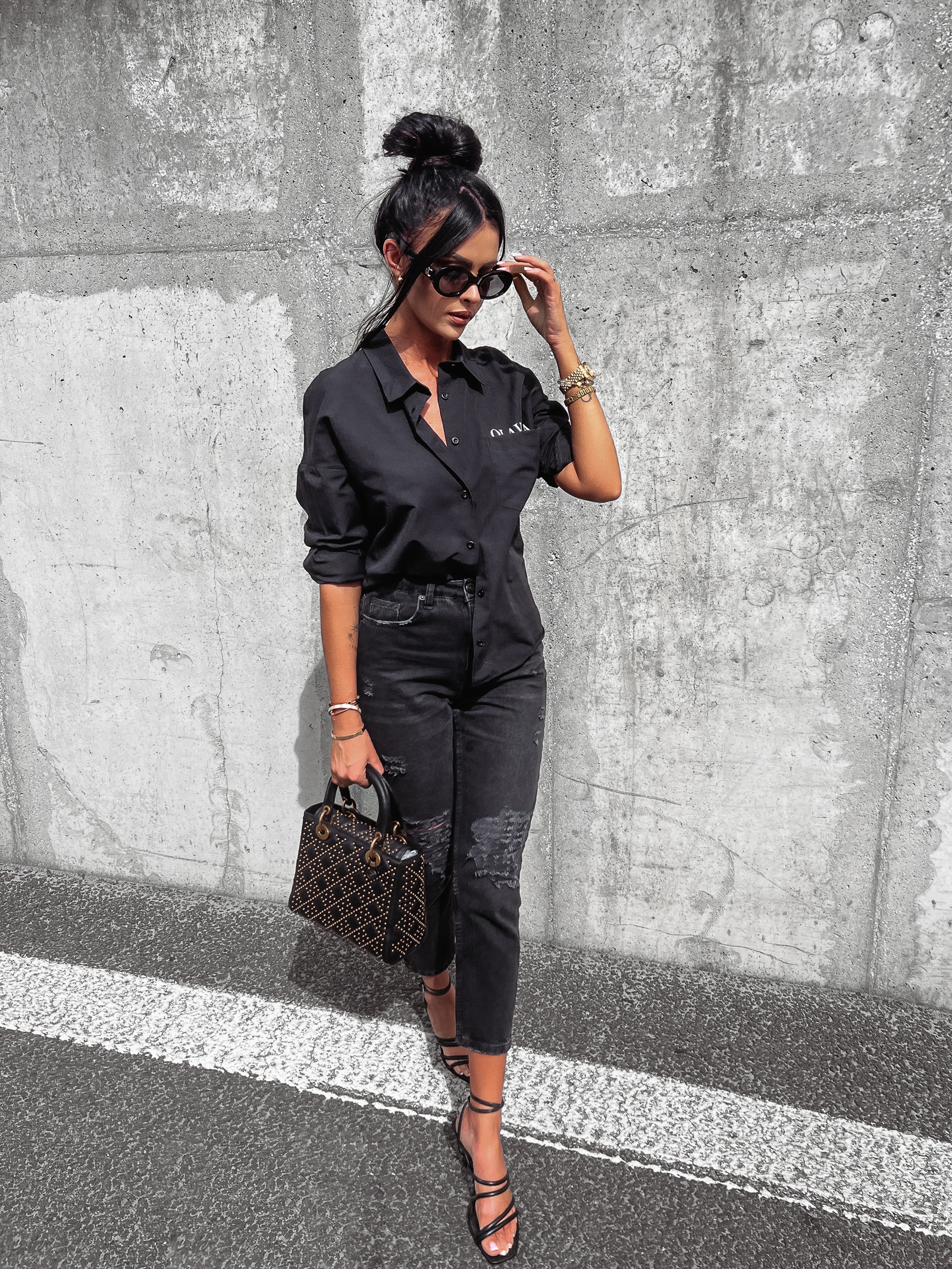 Koszula klasyczna bawełniana damska Saro Ola Voga czarna