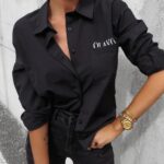 Koszula klasyczna bawełniana damska Saro Ola Voga czarna