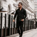 Koszula bawełniana męska slim fit Otis Ola Voga czarna