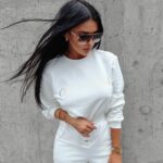 Bluza bawełniana damska złoty nadruk Canella Ola Voga ecru