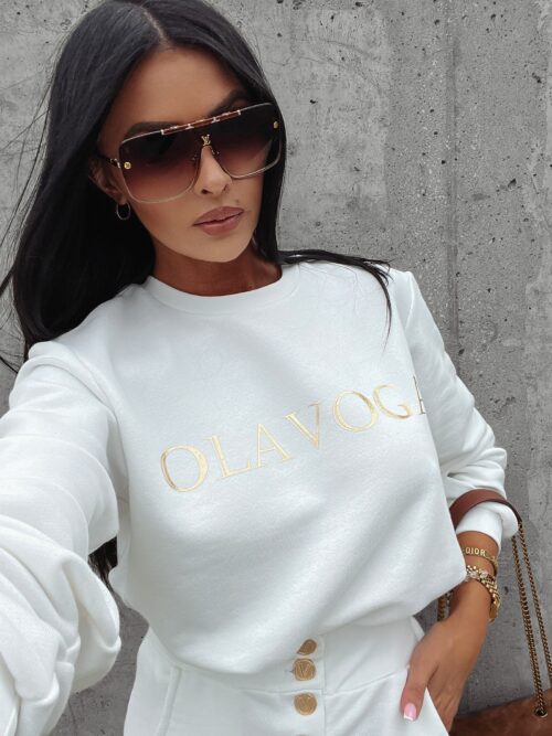 Bluza bawełniana damska złoty nadruk Canella Ola Voga ecru