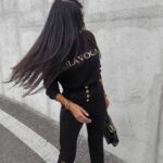 Bluza bawełniana damska złoty nadruk Canella Ola Voga czarna