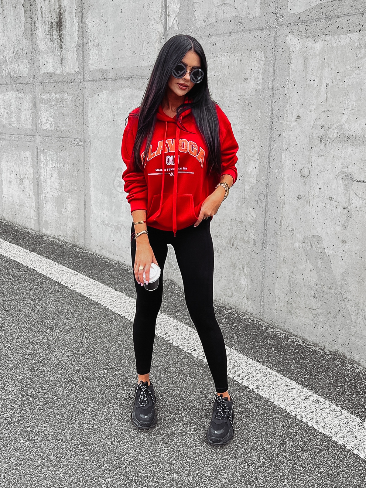 Bluza klasyczna damska z kapturem Ranci Ola Voga czerwona