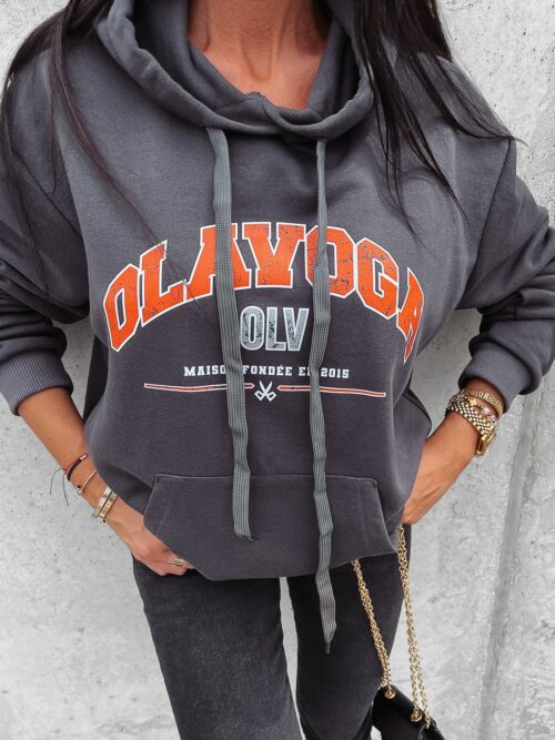 Bluza klasyczna damska z kapturem Ranci Ola Voga grafitowa