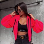 Bluza z kapturem damska Annaya Ola Voga neonowy róż