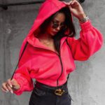 Bluza z kapturem damska Annaya Ola Voga neonowy róż