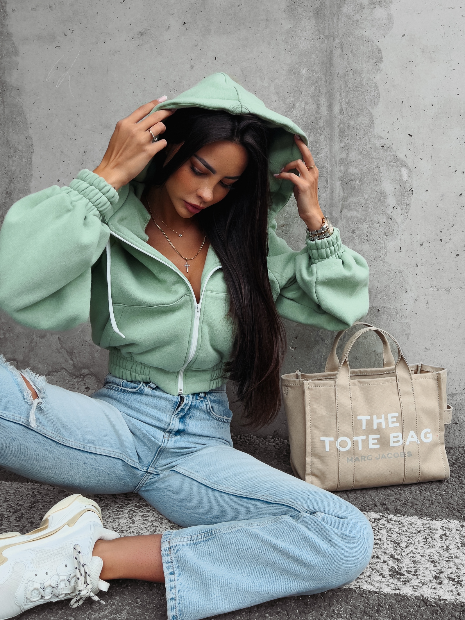 Bluza z kapturem damska Annaya Ola Voga oliwkowa