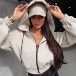 Bluza z kapturem damska Annaya Ola Voga beżowa