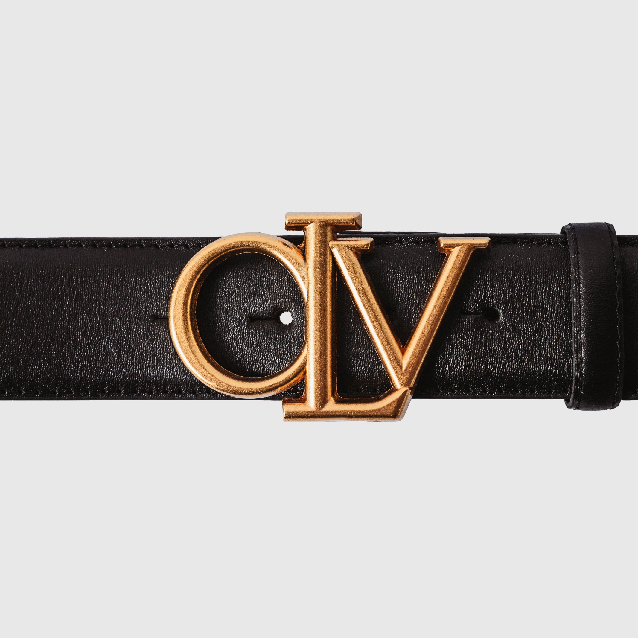 Pasek skórzany ze złota klamrą unisex Blaise2023 Ola Voga czarny