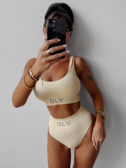 Komplet bieliźniany logowany LAGIO 2023 OLAVOGA beżowy