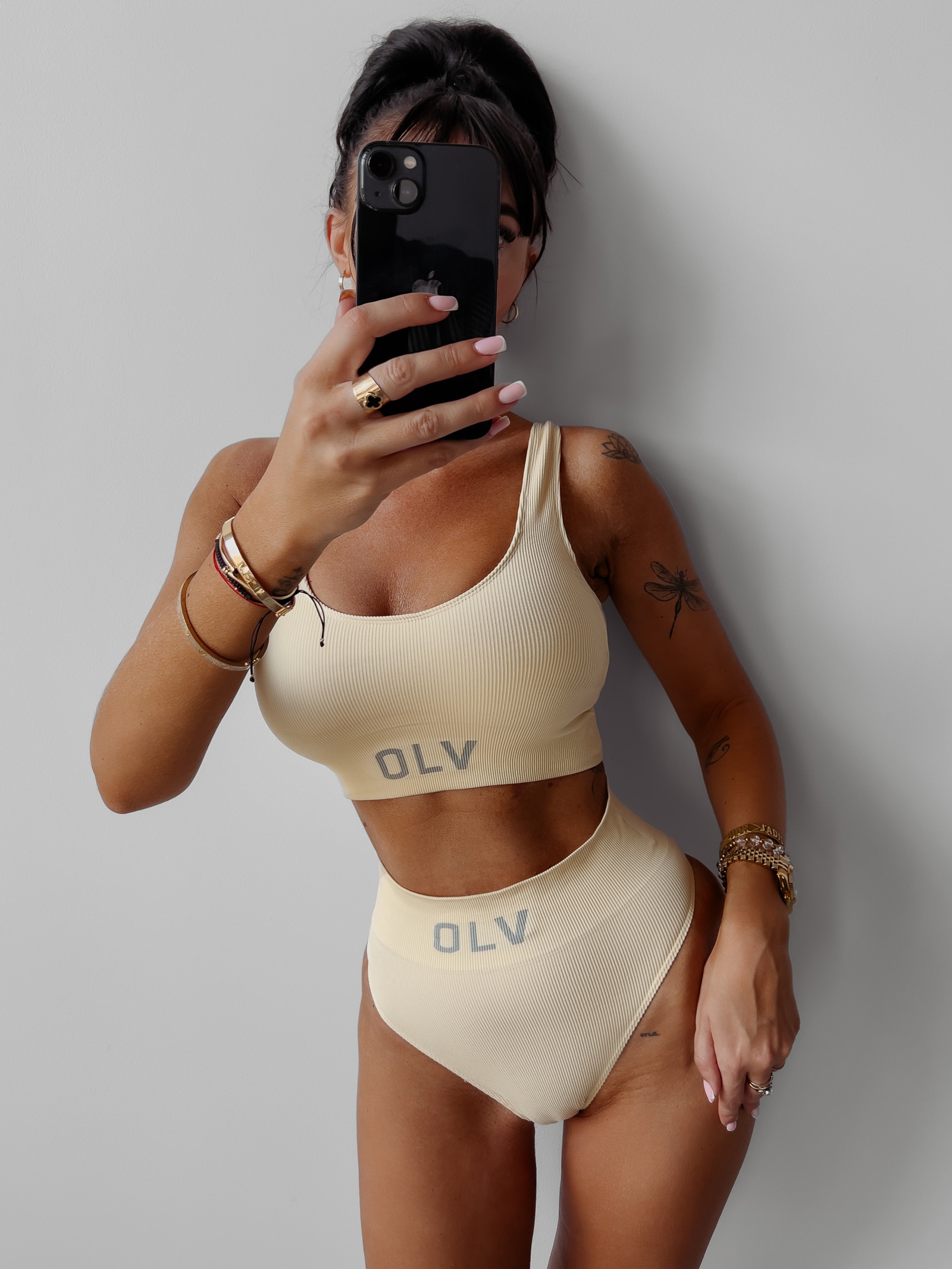 Komplet bieliźniany logowany LAGIO 2023 OLAVOGA beżowy