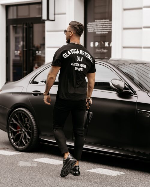 T-shirt męski bawełniany z nadrukiem Crd Ola Voga czarny