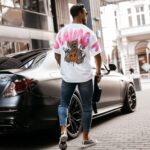 T-shirt bawełniany unisex różowy nadruk Sirty Ola Voga biały