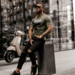 T-shirt bawełniany męski Texas Ola Voga khaki