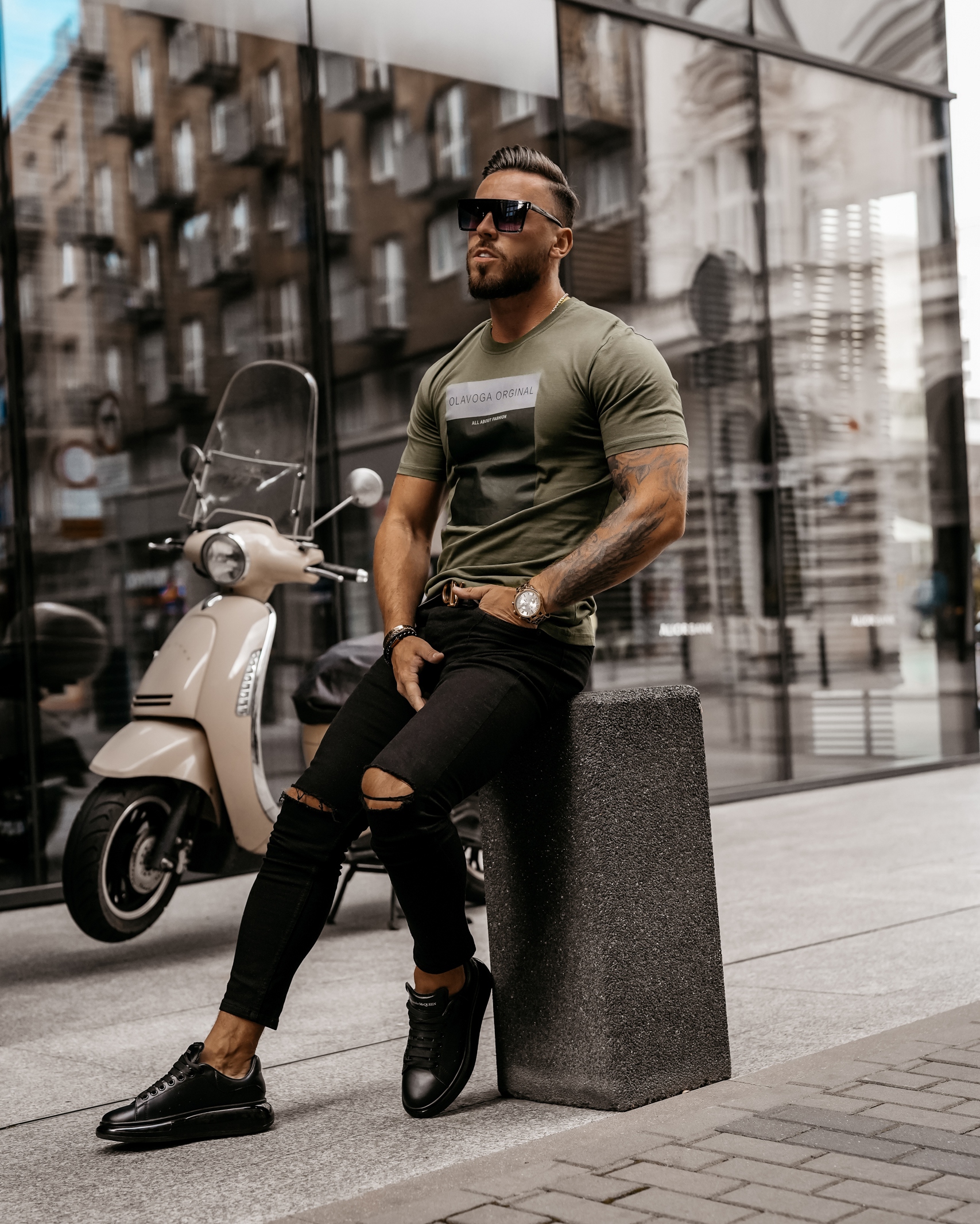 T-shirt bawełniany męski Texas Ola Voga khaki T-shirt bawełniany męski Texas Ola Voga khaki